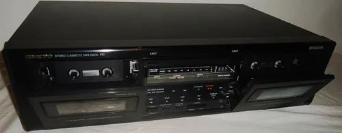 Vista 3 de Onkyo TA-RW303 Cubierta de cinta estéreo de doble casete con reversa automática y cables AV Sonido de audio musical - Muy raro