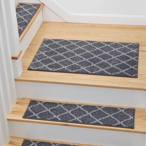 Vista 8 de MBIGM Alfombra antideslizante para peldaños de 20 x 32 pulgadas, tapete a juego de felpa suave, cómoda, antideslizante, antideslizante, color gris