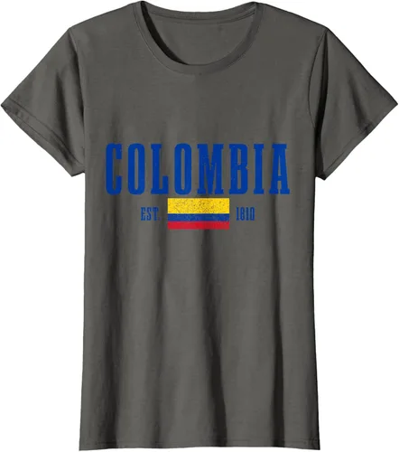 Vista 6 de Colombia Est. 1810 - Camiseta de Colombia Vintage, Negro, S