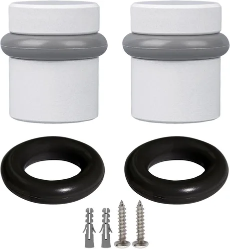 Vista 17 de Design House 189290-MB - Protector de pared para puerta con cuello de cisne con punta de goma, tapón de puerta de aluminio negro mate, paquete de 2