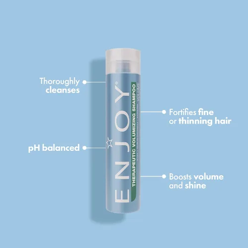 Vista 2 de Enjoy Champú terapéutico voluminizador, limpiador estimulante y espesante del cuero cabelludo para cabello fino o adelgazante, menta, árbol de té
