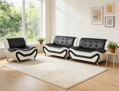 Vista 47 de Sofás de cuero para sala de estar, juego de sofá seccional, juego de 2 piezas de muebles para sala de estar, juego de sofá y sofá biplaza