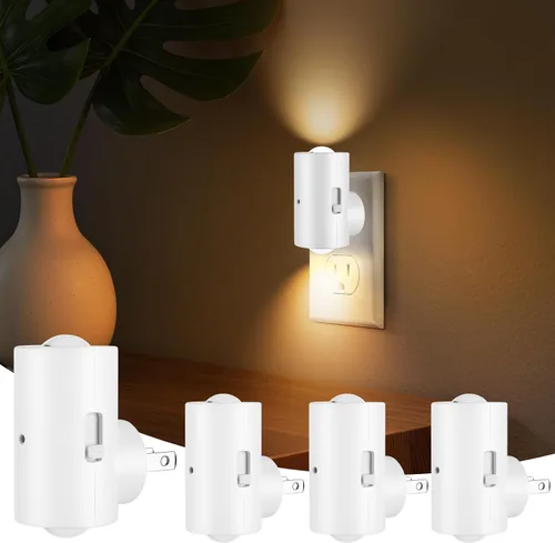 Vista 9 de Luz nocturna LED de pared enchufable con regulación de 0 a 300 lúmenes, blanco cálido de 2700 K, sensor de luz de encendido/apagado automático