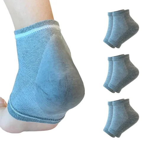 Vista 9 de Calcetines hidratantes de talón de gel para reparar el talón seco y agrietado, suaviza, calma y revitaliza tus pies, para hombres y mujeres