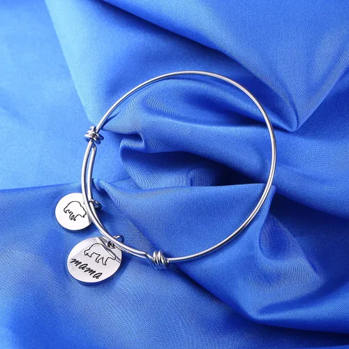 Vista 3 de Pulsera de oso de mamá con brazalete ajustable de 1, 2, 3 cachorros, regalo para mamá