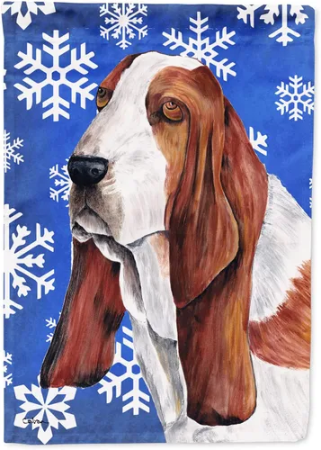 Vista 100 de Caroline's Treasures SC9374GF Bulldog English Snow flakes Holiday Garden Flag Buzón Bandera decorativa para patio exterior, patio, obras de arte