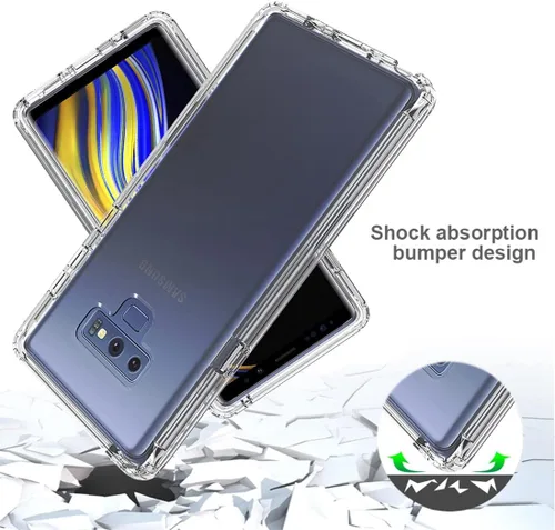 Vista 7 de Funda de teléfono para Galaxy Note 9, N960U con protector de pantalla de vidrio templado, carcasa protectora de cuerpo completo transparente
