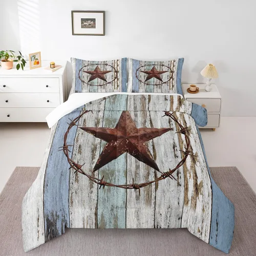Vista 51 de Manfei Juego de edredón geométrico azteca, tamaño individual, juego de ropa de cama de cactus, vaquera occidental, decoración de habitación de niños
