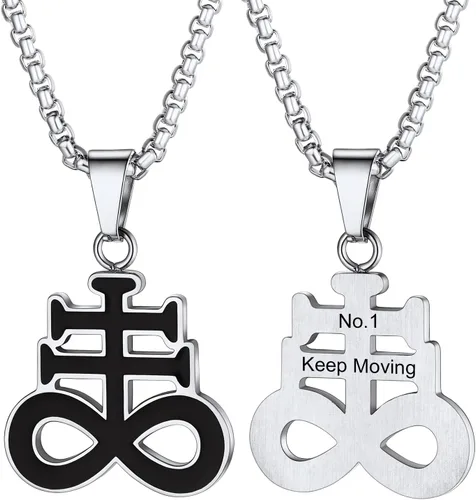 Vista 27 de PROSTEEL Inverted Cross/Leviathan Cross Pendant Necklace for Men Women Negro