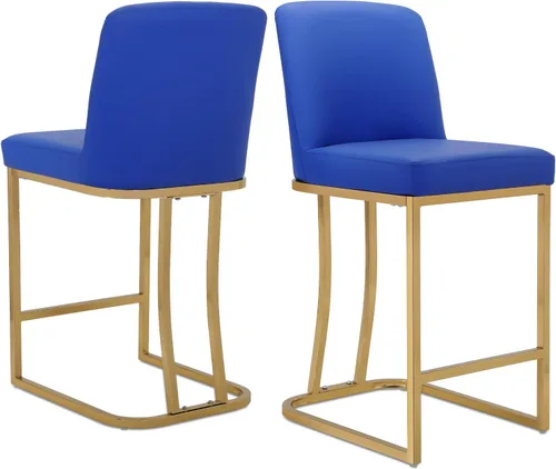 Vista 10 de Athena Collection Juego de 2 taburetes de bar tapizados de cuero de 23.5 pulgadas con respaldo y patas de metal, sillas de bar modernas para isla