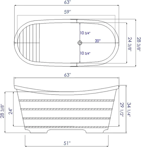 Vista 3 de ALFI brand AB1105 - Bañera de madera de cedro de 63 pulgadas
