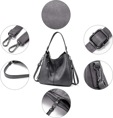 Vista 6 de Realer Handbags for Women Hobo Bags Large Crossbody Shoulder Bag Vegan Faux Leather, with HolsterWallet