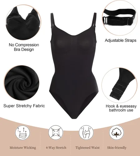 Vista 4 de SHAPERX Body para mujer con control de abdomen, moldeador sin costuras, moldeador de cuerpo