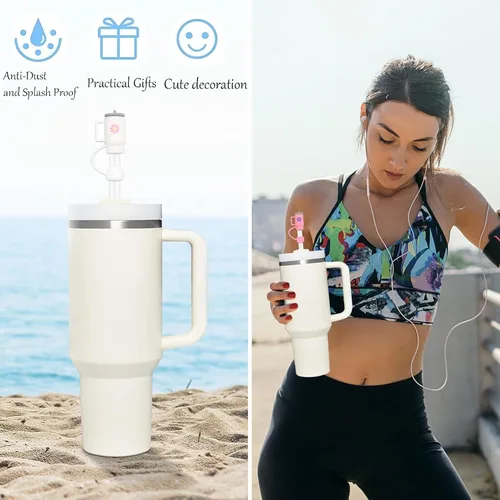 Vista 5 de LDKEDKF 11 piezas de cubiertas para pajitas de vaso Stanley, tapa de silicona para pajitas de vaso Stanley de 30 y 40 onzas con vasos, accesorios