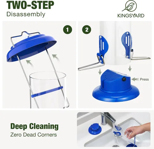 Vista 6 de Kingsyard Alimentador para Azulejos Mejorado para Colgar al Aire Libre, Tubo de Metal para Gusanos de la Harina con Percha Ensanchada para Pájaros