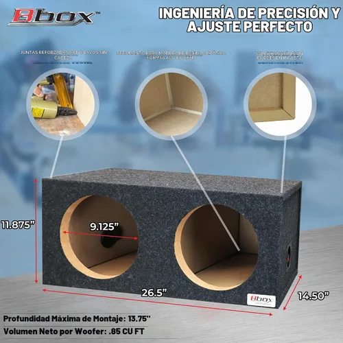 Vista 5 de Atrend BBox E10D Dual - Caja de subwoofer alfombrada sellada de 10 pulgadas, color negro
