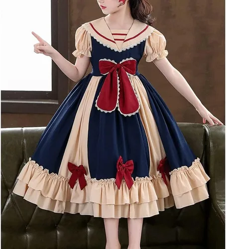 Vista 4 de MMLLZEL - Vestido de cosplay para niños, vestido de princesa Lolita, vestido de fiesta de cumpleaños para niñas (color D, talla 170)