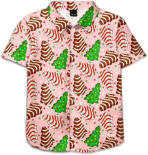 Vista 13 de Remimi Camisa unisex de Halloween para niños, camisetas hawaianas de manga corta con botones feos de 5 a 14 años Christmas Gift