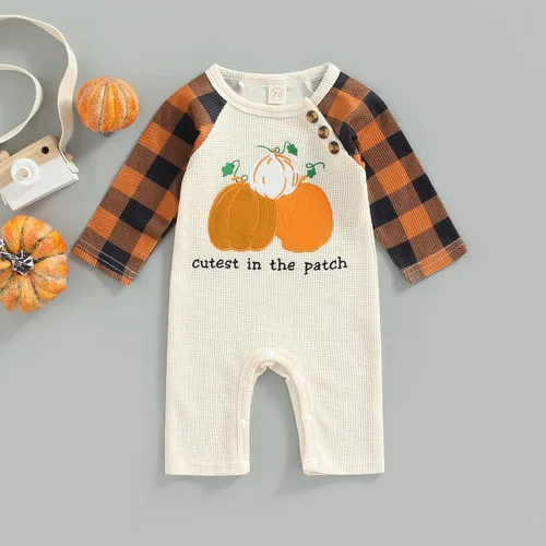 Vista 83 de Disfraz de Halloween para bebé niño y niña, mameluco de manga larga con diseño de calabaza, mameluco para Halloween