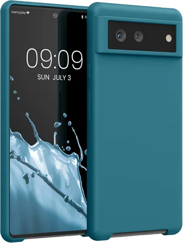 Vista 70 de kwmobile Funda Compatible con Google Pixel 6 Pro - Funda de teléfono de silicona TPU con acabado suave - Azul Arrecife