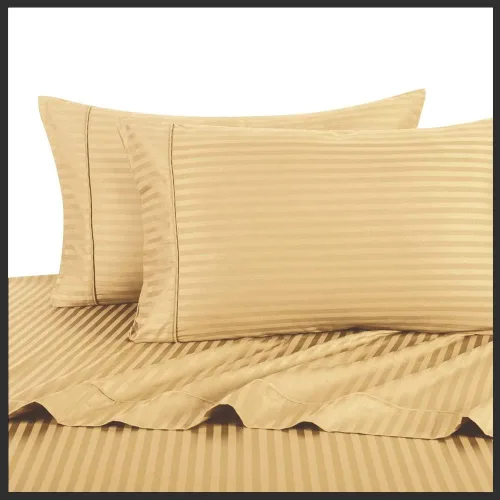Vista 9 de Royal Hotel Bedding Funda de edredón de 2 piezas, 100% algodón, rayas satinadas, 100% algodón Bronce
