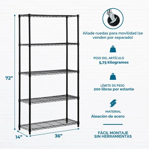 Vista 3 de Honey-Can-Do - Estantería ajustable de grado comercial