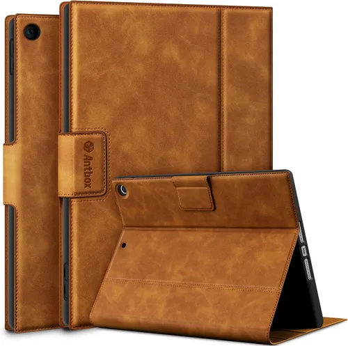 Vista 9 de Antbox Funda para iPad de 9ª generación (2021) iPad de 8ª/7ª generación con soporte para lápiz Función de reposo/encendido automático de cuero PU
