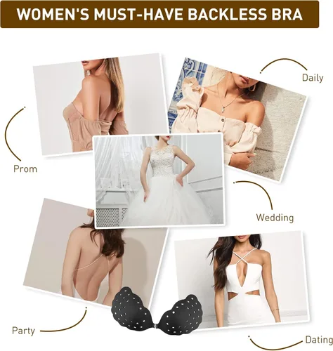 Vista 5 de Niidor Sticky Bra Breathable Strapless Bra Adhesive Push Up Backless Bras for Women