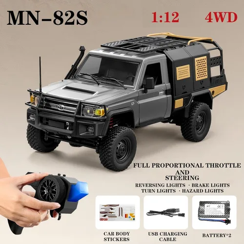 Vista 2 de MN82S RC Rock Crawler, camión de control remoto Toyota de 2.4 GHz, interruptor de 2 velocidades 4WD RC Crawler Off-Road Pick-up con 2