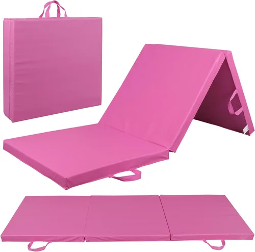 Vista 11 de Alfombrilla de gimnasia plegable portátil de tres pliegues de 6 x 2 pies, extra gruesa, de espuma, aeróbicos, yoga, artes marciales, artes