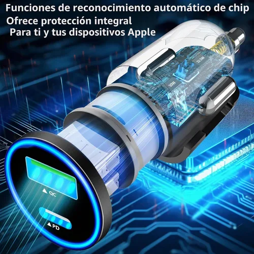 Vista 8 de Apple MFi Certified iPhone Car Charger, 52.5W PD/QC3.0 USB-C Car Charger