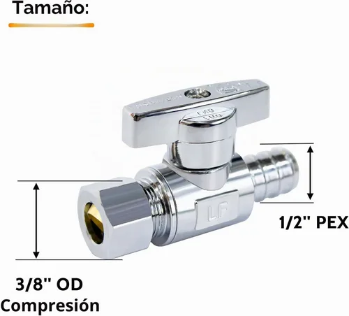 Vista 2 de Vintex Válvula recta PEX de compresión PEX de 1/2 pulgada x 3/8 pulgadas de diámetro exterior PEX paquete de 5 válvulas, válvula de cierre de agua