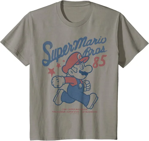 Vista 37 de Nintendo Super Mario Brothers '85 Vintage Stars - Camiseta Gris Oscuro