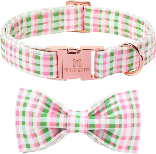 Vista 29 de Collar de perro a cuadros de búfalo amarillo otoñal con pajarita elegante Otoño-Lazo-Cuadros Amarillo