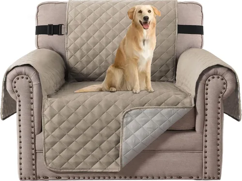 Vista 33 de H.VERSAILTEX Funda de sofá resistente al agua para sofá de 3 cojines, reversible, protector de muebles acolchado con correa elástica, funda de sofá
