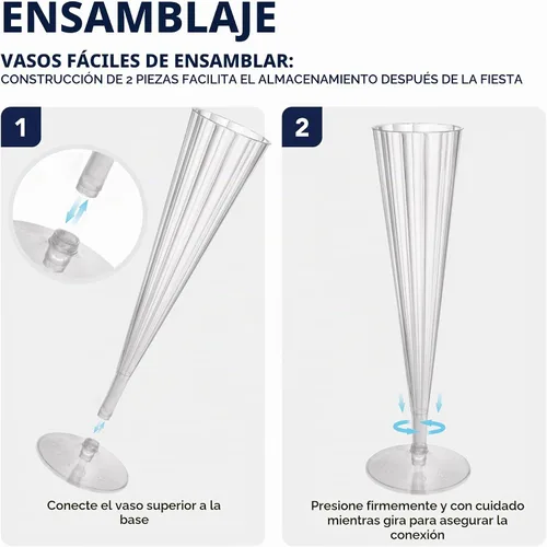 Vista 7 de Party Essentials Copas de champán desechables de plástico duro de 2 piezas, 5 onzas, 10 unidades, Deluxe/Elegance Clear