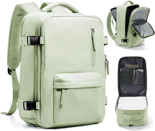 Vista 10 de WONHOX - Mochila grande, aprobada para vuelo, unisex, para viajes, trabajo, negocios o laptop, a1-Negro, Medium