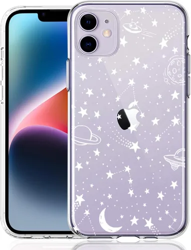 Vista 15 de Compatible con iPhone 11, funda transparente con flores florales a prueba de golpes, parte trasera dura, delgada, bonita funda transparente