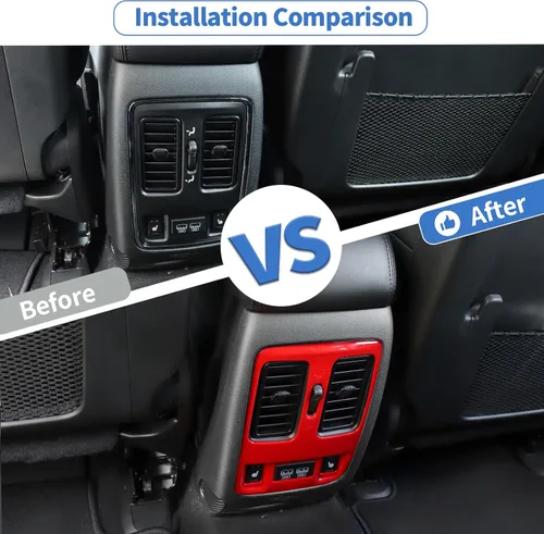 Vista 2 de JeCar Cubierta de ventilación de asiento trasero, accesorios interiores compatibles con Jeep Grand Cherokee WK2 2011-2020, color rojo Rojo A