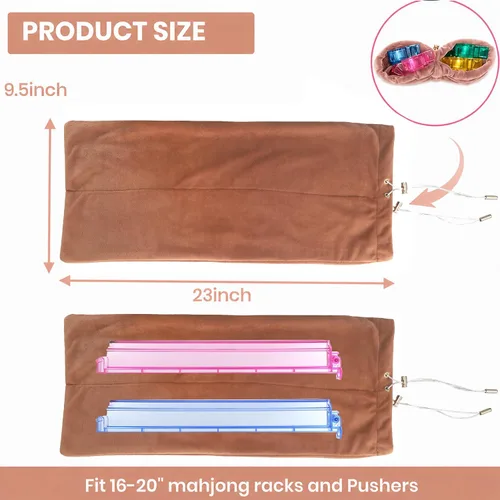 Vista 4 de Mahjong - Bolsa de terciopelo con 4 compartimentos protectores individuales marrón camello