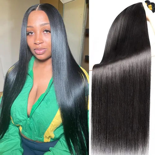 Vista 12 de Paquetes Bob Liso 3 Paquetes de Cabello Humano Corto 10, 10 y 10 Pulgadas, 100% Cabello Crudo Sin Procesar, Tejido Rápido, Color Negro Natural