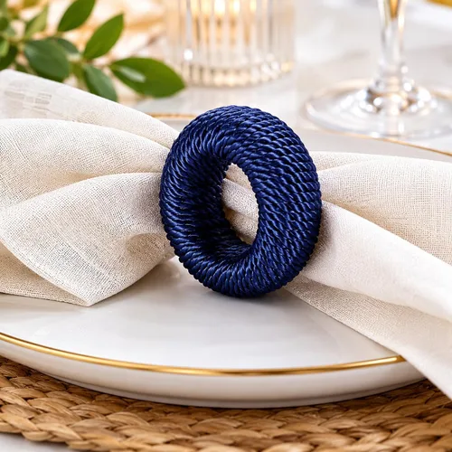 Vista 3 de Servilleteros rústicos juego de 12 - Soportes de servilleta de rayón para decoración de mesa, bodas, cenas y uso diario - Servilleteros