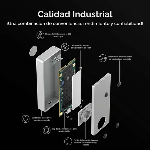 Vista 5 de SABRENT Carcasa de aluminio sólido SSD M.2 NVMe sin herramientas con certificación Thunderbolt 3 (EC-T3NS)