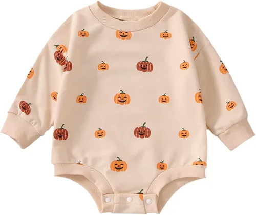 Vista 21 de Sudadera de calabaza para bebé, niña, niño, Halloween, sudadera de gran tamaño, mameluco de burbujas, suéter