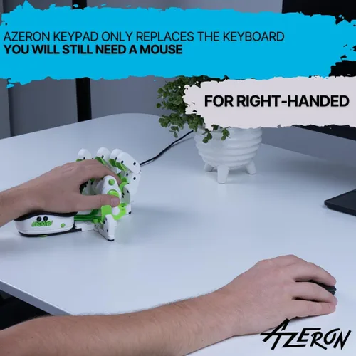 Vista 2 de AZERON Cyborg - Teclado programable para juegos con una sola mano para juegos de PC, con pulgar analógico y 29 teclas programables, teclado impreso