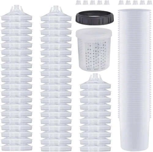 Vista 8 de Vaso mezclador de pintura desechable para pistola de pintura automotriz, pistola de pintura en aerosol HVLP de 6 onzas (160ml), kit con sistema