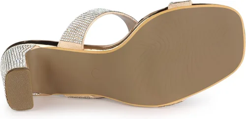 Vista 6 de Allegra K Sandalias de tacón grueso con diamantes de imitación para mujer, M
