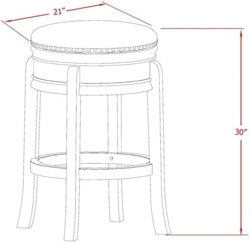Vista 3 de East West Furniture AMS030-112 Amherst - Taburete moderno para mostrador – Forma redonda de piel sintética marrón tostado tapizado para encimera
