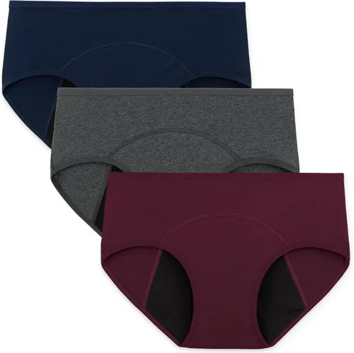 Vista 11 de INNERSY Ropa Interior de Período para Mujeres y Adolescentes, a Prueba de Fugas, Menstrual, de Algodón, Protectora, Estilo Hipster, 3 Unidades Flujo