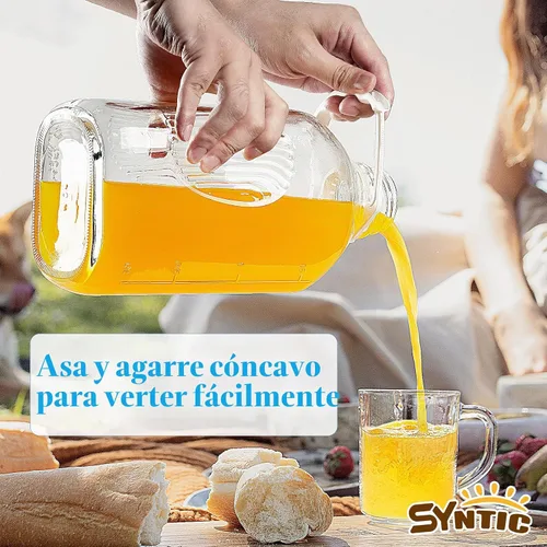 Vista 8 de Syntic - Botella de leche de vidrio de 64 onzas con tapa, mango y marcas de medición